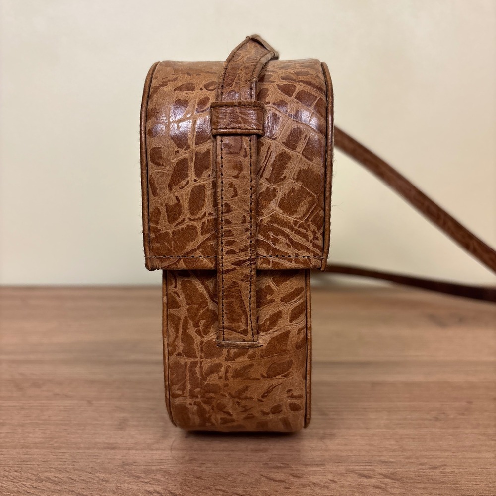 BARBARA BOLAN TOO 1980s Vintage Crocodile Sling Bag Cognac Brown Women Small - Picture 7 of 12